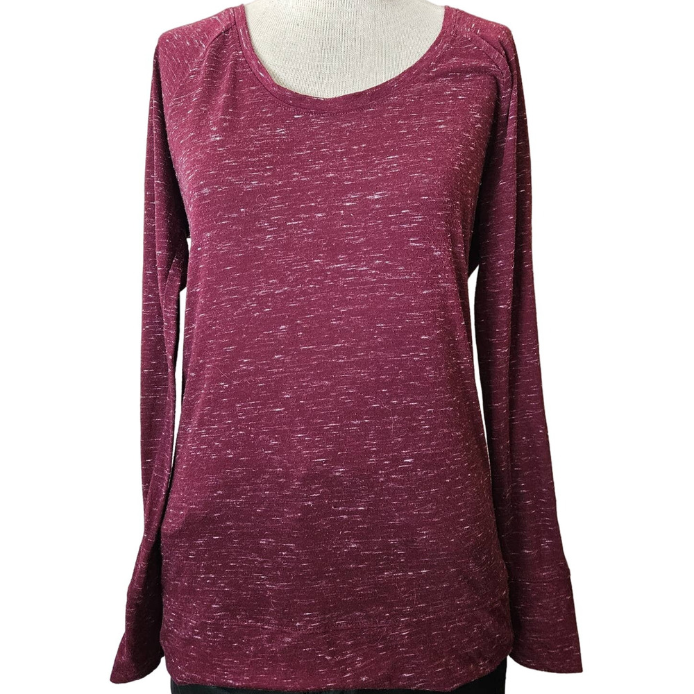 Burgundy Fitted Long Sleeve Top Size Medium